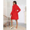 Ekouaer Women’s Robes Short Plush Bathrobe Knee Length Warm Soft Jacquard Robe Winter House Coat with Pockets S-XXL(Red Jacquard)