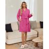 Ekouaer Women’s Robes Short Plush Bathrobe Knee Length Warm Soft Jacquard Robe Winter House Coat with Pockets S-XXL(Rose Pink Jacquard)