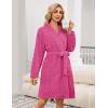 Ekouaer Women’s Robes Short Plush Bathrobe Knee Length Warm Soft Jacquard Robe Winter House Coat with Pockets S-XXL(Rose Pink Jacquard)
