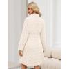 Ekouaer Women’s Robes Short Plush Bathrobe Knee Length Warm Soft Jacquard Robe Winter House Coat with Pockets S-XXL(White Jacquard)