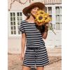 Ekouaer Womens Romper 2026 Summer Casual Short Jumpsuits Beach Vacation Clothes with Pockets(Black and White Striped)