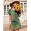 Ekouaer Womens Romper 2026 Summer Casual Short Jumpsuits Beach Vacation Clothes with Pockets(Floral Green Boho)