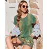 Ekouaer Womens Romper 2026 Summer Casual Short Jumpsuits Beach Vacation Clothes with Pockets(Floral Green Boho)