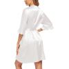 Ekouaer Women’s Satin Robe Valentines Lingerie for Women Kimono Bathrobe Short Ruffle Belted Robes Bridesmaids Sleepwear(01white)