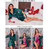 Ekouaer Women’s Satin Robe Valentines Lingerie for Women Kimono Bathrobe Short Ruffle Belted Robes Bridesmaids Sleepwear(Dark Green)