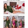 Ekouaer Women’s Satin Robe Valentines Lingerie for Women Kimono Bathrobe Short Ruffle Belted Robes Bridesmaids Sleepwear(Deep Green)