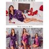 Ekouaer Women’s Satin Robe Valentines Lingerie for Women Kimono Bathrobe Short Ruffle Belted Robes Bridesmaids Sleepwear(Deep Purple)
