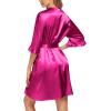 Ekouaer Women’s Satin Robe Valentines Lingerie for Women Kimono Bathrobe Short Ruffle Belted Robes Bridesmaids Sleepwear(Hot Pink)