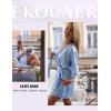 Ekouaer Women’s Satin Robe Valentines Lingerie for Women Kimono Bathrobe Short Ruffle Belted Robes Bridesmaids Sleepwear(Light Blue)