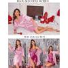 Ekouaer Women’s Satin Robe Valentines Lingerie for Women Kimono Bathrobe Short Ruffle Belted Robes Bridesmaids Sleepwear(Misty Rose)
