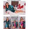 Ekouaer Women’s Satin Robe Valentines Lingerie for Women Kimono Bathrobe Short Ruffle Belted Robes Bridesmaids Sleepwear(Peacock Blue)
