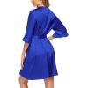 Ekouaer Women’s Satin Robe Valentines Lingerie for Women Kimono Bathrobe Short Ruffle Belted Robes Bridesmaids Sleepwear(Royal Blue)