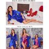 Ekouaer Women’s Satin Robe Valentines Lingerie for Women Kimono Bathrobe Short Ruffle Belted Robes Bridesmaids Sleepwear(Royal Blue)