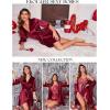 Ekouaer Women’s Satin Robe Valentines Lingerie for Women Kimono Bathrobe Short Ruffle Belted Robes Bridesmaids Sleepwear(Wine Red)