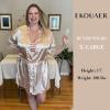 Ekouaer Women’s Satin Robes Sexy Lace Cami Nightwear Silk Bridesmaid Lingerie Kimono 3/4 Sleeve Sleepwear(Champagne)