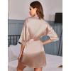 Ekouaer Women’s Satin Robes Sexy Lace Cami Nightwear Silk Bridesmaid Lingerie Kimono 3/4 Sleeve Sleepwear(Champagne)
