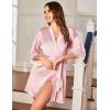 Ekouaer Women’s Satin Robes Sexy Lace Cami Nightwear Silk Bridesmaid Lingerie Kimono 3/4 Sleeve Sleepwear(Pink)