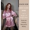 Ekouaer Women’s Satin Robes Sexy Lace Cami Nightwear Silk Bridesmaid Lingerie Kimono 3/4 Sleeve Sleepwear(Pink)