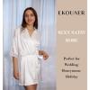 Ekouaer Women’s Satin Robes Sexy Lace Cami Nightwear Silk Bridesmaid Lingerie Kimono 3/4 Sleeve Sleepwear(White)