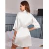 Ekouaer Women’s Satin Robes Sexy Lace Cami Nightwear Silk Bridesmaid Lingerie Kimono 3/4 Sleeve Sleepwear(White)