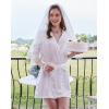 Ekouaer Women’s Satin Robes Sexy Lace Cami Nightwear Silk Bridesmaid Lingerie Kimono 3/4 Sleeve Sleepwear(White)