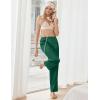 Ekouaer Women’s Silk Satin Pajama Pants Wide Leg Lounge Pants for Women Elastic Waist Pj Bottoms with Side Pockets(Dark Green)