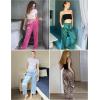 Ekouaer Women’s Silk Satin Pajama Pants Wide Leg Lounge Pants for Women Elastic Waist Pj Bottoms with Side Pockets(Pink Leopard)