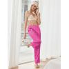 Ekouaer Women’s Silk Satin Pajama Pants Wide Leg Lounge Pants for Women Elastic Waist Pj Bottoms with Side Pockets(Pink Leopard)