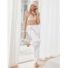 Ekouaer Women’s Silk Satin Pajama Pants Wide Leg Lounge Pants for Women Elastic Waist Pj Bottoms with Side Pockets(White)