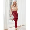 Ekouaer Women’s Silk Satin Pajama Pants Wide Leg Lounge Pants for Women Elastic Waist Pj Bottoms with Side Pockets(Wine Red)