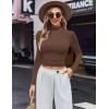 Ekouaer Women’s Turtleneck Shirts Long Sleeve Soft Lightweight Fitted Mock Thermal Base Layer Tops(Brown)