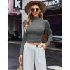 Ekouaer Women’s Turtleneck Shirts Long Sleeve Soft Lightweight Fitted Mock Thermal Base Layer Tops(Dark Grey)