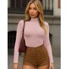 Ekouaer Women’s Turtleneck Shirts Long Sleeve Soft Lightweight Fitted Mock Thermal Base Layer Tops(Dirty Pink)