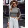 Ekouaer Women’s Turtleneck Shirts Long Sleeve Soft Lightweight Fitted Mock Thermal Base Layer Tops(Grey)
