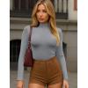 Ekouaer Women’s Turtleneck Shirts Long Sleeve Soft Lightweight Fitted Mock Thermal Base Layer Tops(Grey)