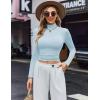 Ekouaer Women’s Turtleneck Shirts Long Sleeve Soft Lightweight Fitted Mock Thermal Base Layer Tops(Light Blue)