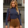 Ekouaer Women’s Turtleneck Shirts Long Sleeve Soft Lightweight Fitted Mock Thermal Base Layer Tops(Navy Blue)