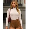 Ekouaer Women’s Turtleneck Shirts Long Sleeve Soft Lightweight Fitted Mock Thermal Base Layer Tops(Off-white Beige)