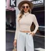 Ekouaer Women’s Turtleneck Shirts Long Sleeve Soft Lightweight Fitted Mock Thermal Base Layer Tops(Off-white Beige)