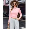 Ekouaer Women’s Turtleneck Shirts Long Sleeve Soft Lightweight Fitted Mock Thermal Base Layer Tops(Pink)