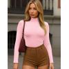 Ekouaer Women’s Turtleneck Shirts Long Sleeve Soft Lightweight Fitted Mock Thermal Base Layer Tops(Pink)