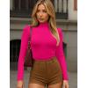 Ekouaer Women’s Turtleneck Shirts Long Sleeve Soft Lightweight Fitted Mock Thermal Base Layer Tops(Rose Red)