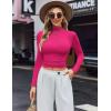 Ekouaer Women’s Turtleneck Shirts Long Sleeve Soft Lightweight Fitted Mock Thermal Base Layer Tops(Rose Red)