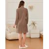 Ekouaer Women’s Zipper Robes Long Sleeves Bathobe Soft House Coat Sleepwear Knee Length Loungewear with Pockets S-XXL(Brown)