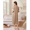 Ekouaer Zip Up Robes for Women Long Waffle Knit Bathrobe Lightweight house coat Soft Full Length Nightgown with Pockets S-3XL(Khaki)