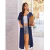 Ekouaer Zip Up Robes for Women Long Waffle Knit Bathrobe Lightweight house coat Soft Full Length Nightgown with Pockets S-3XL(Navy Blue)