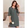 Ekouaer Zip Up Robes for Women Short Waffle Bathrobe Lightweight house coat 3/4 Sleeve Soft Nightgown with Pockets S-3XL(Army Green)