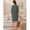 Ekouaer Zip Up Robes for Women Short Waffle Bathrobe Lightweight house coat 3/4 Sleeve Soft Nightgown with Pockets S-3XL(Army Green)