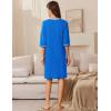 Ekouaer Zip Up Robes for Women Short Waffle Bathrobe Lightweight house coat 3/4 Sleeve Soft Nightgown with Pockets S-3XL(Blue)