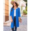 Ekouaer Zip Up Robes for Women Short Waffle Bathrobe Lightweight house coat 3/4 Sleeve Soft Nightgown with Pockets S-3XL(Blue)